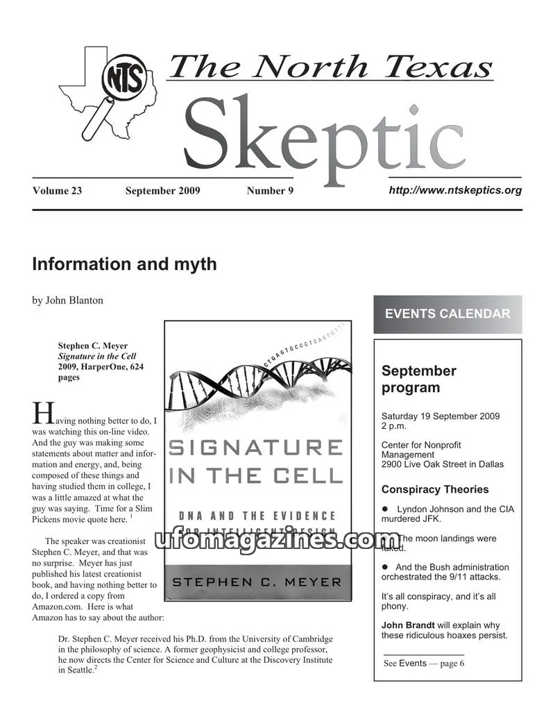 Cover of North Texas Skeptic issue 9: The North Texas Skeptic