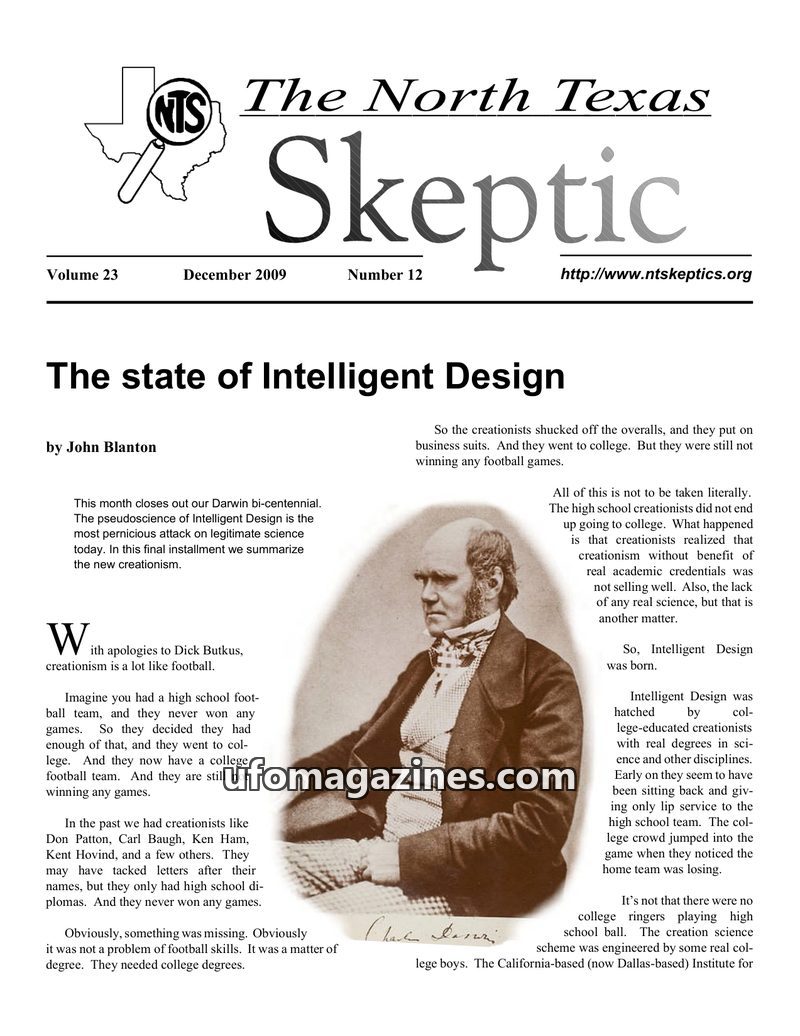 Cover of North Texas Skeptic - Vol 23 No 12 - 2009