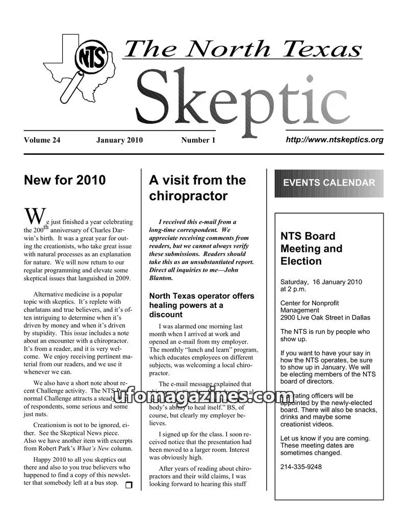 Cover of North Texas Skeptic issue 1: The North Texas Skeptic