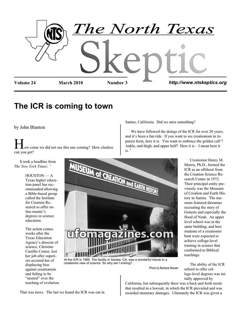 Cover of North Texas Skeptic - Vol 24 No 03 - 2010