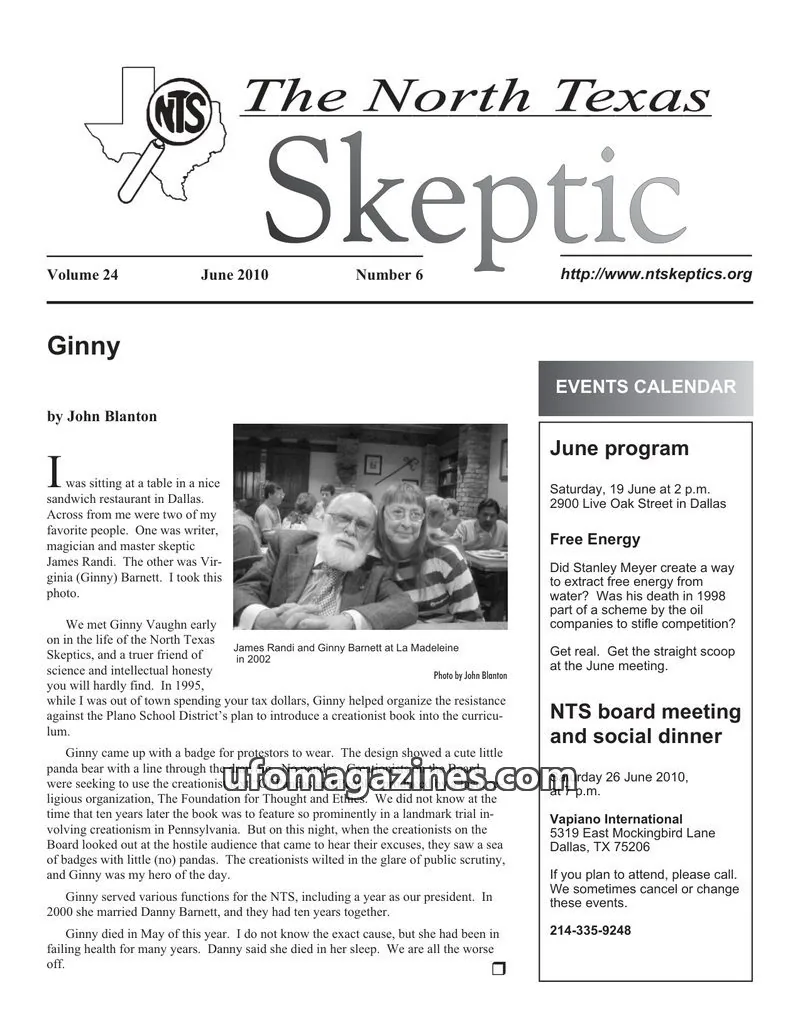 Cover of North Texas Skeptic issue Number 6: The North Texas Skeptic