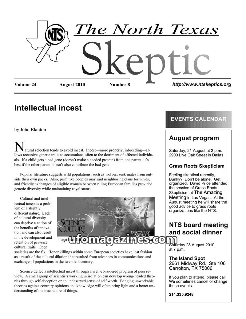 Cover of North Texas Skeptic issue 8: The North Texas Skeptic