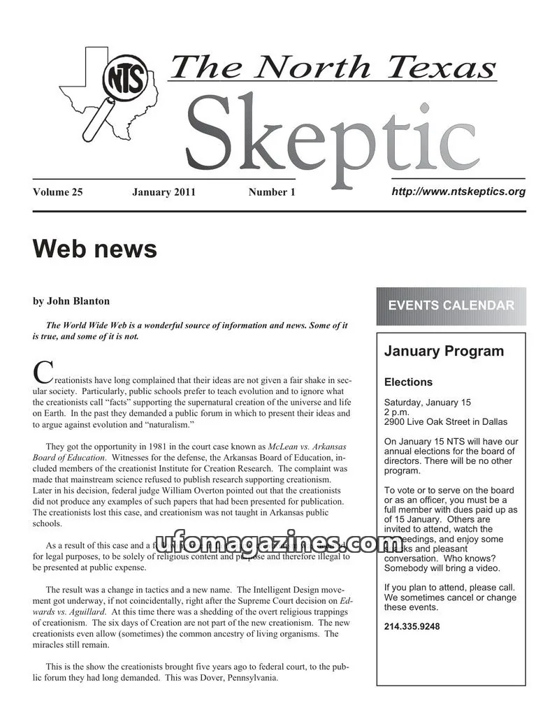 Cover of North Texas Skeptic issue 1: The North Texas Skeptic