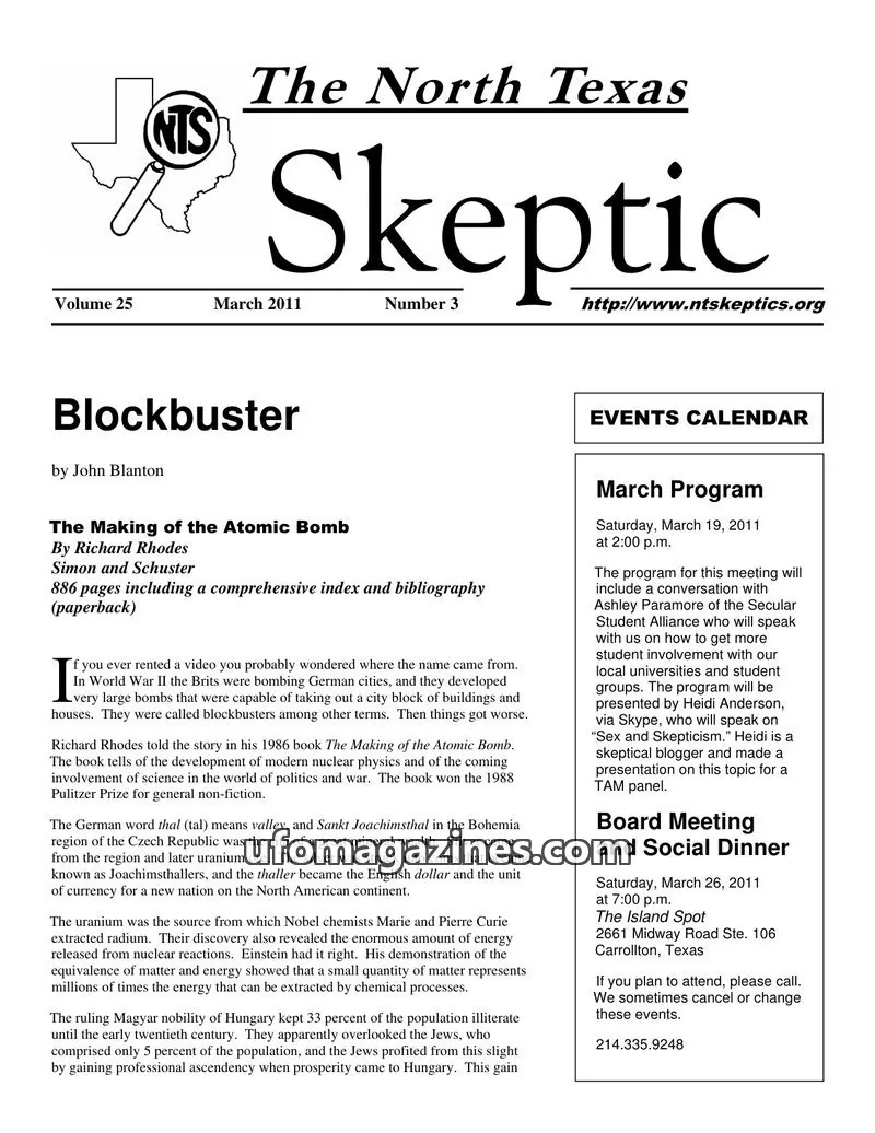 Cover of North Texas Skeptic issue 3: The North Texas Skeptic