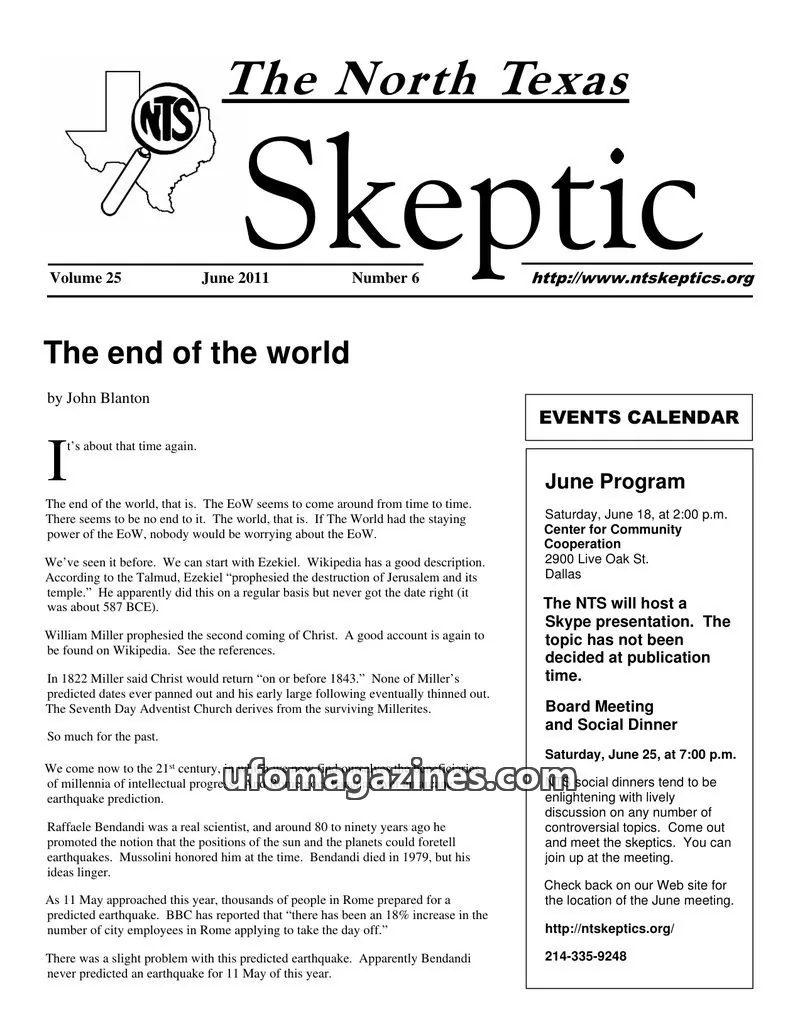 Cover of North Texas Skeptic issue 6: The North Texas Skeptic
