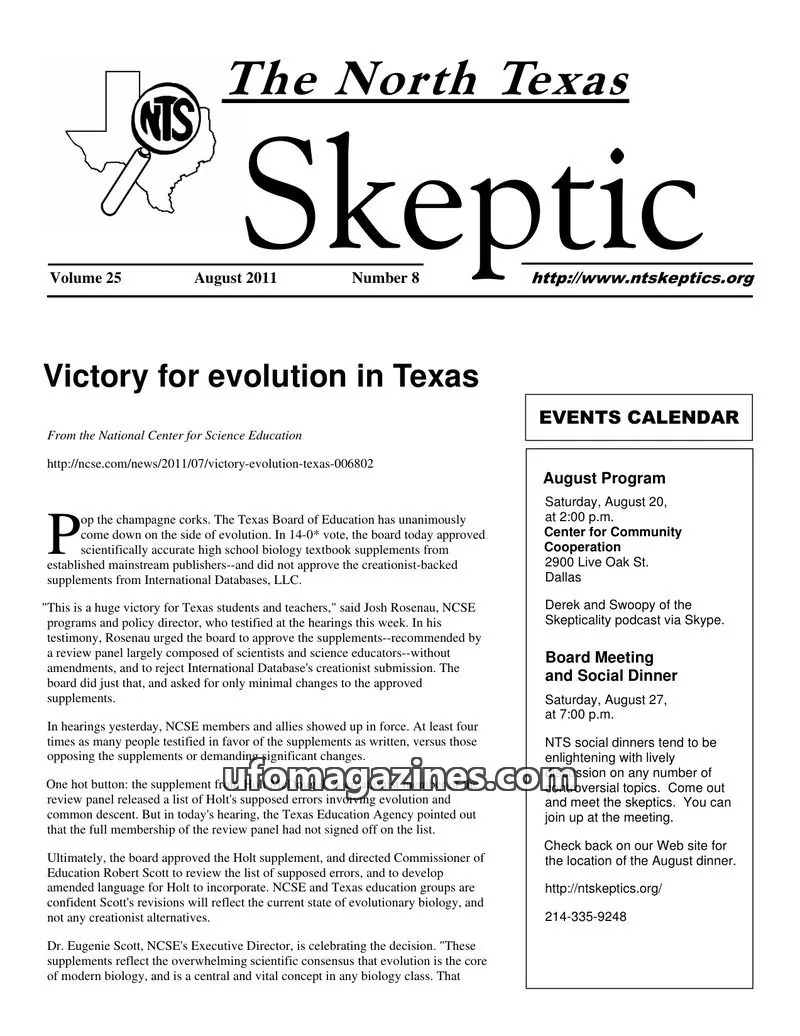 Cover of North Texas Skeptic issue 8: The North Texas Skeptic