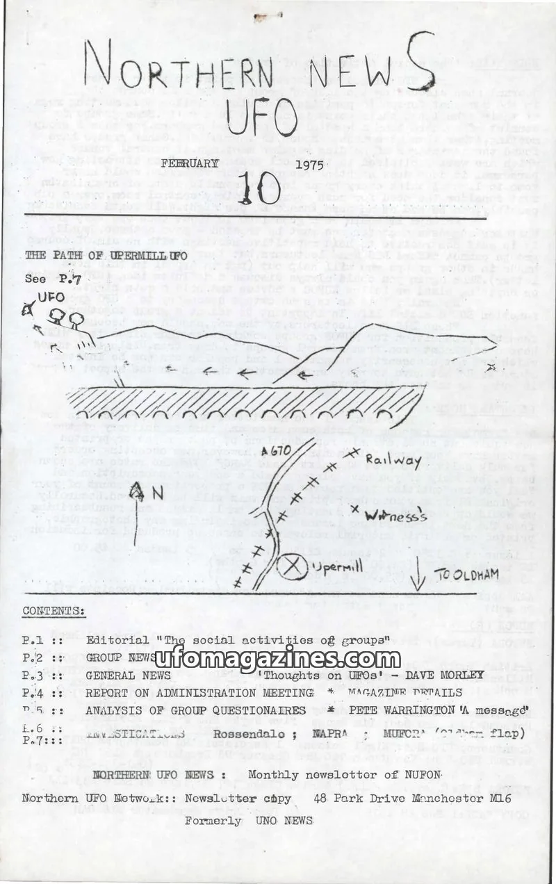Cover of NUFON (Northern UFO Network) issue 10: NORTHERN NEWS UFO
