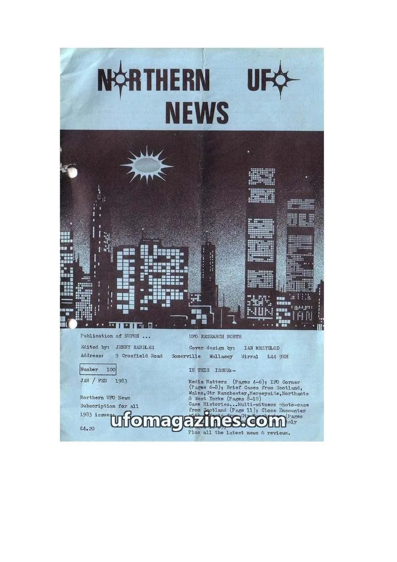 Cover of NUFON issue 100: NORTHERN UFO NEWS