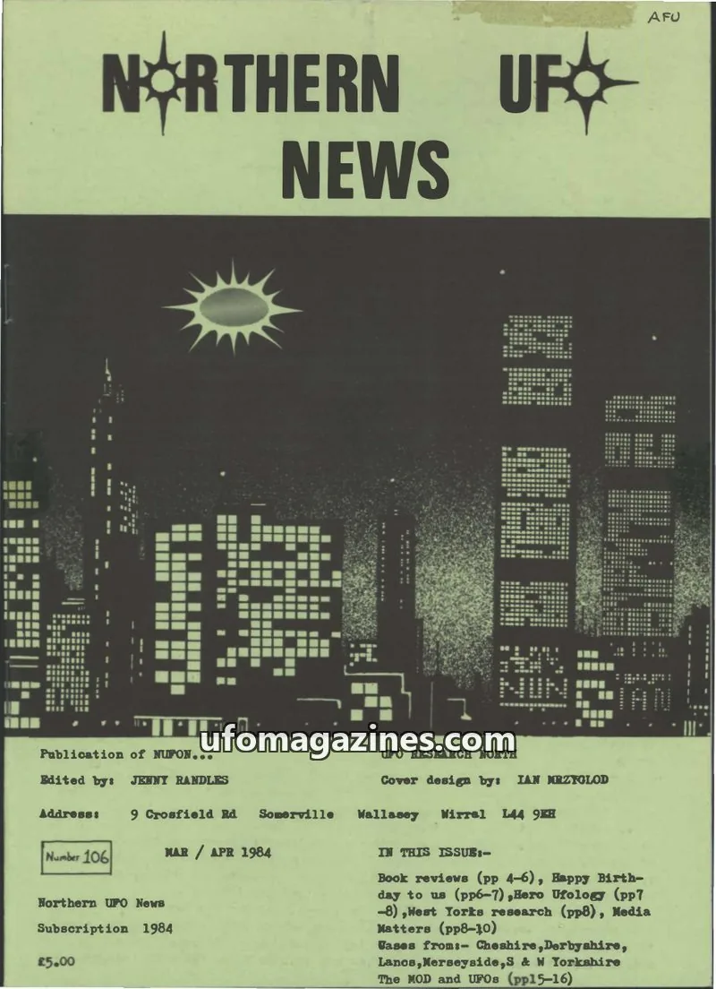 Cover of NUPON issue 106: NORTHERN UFO NEWS