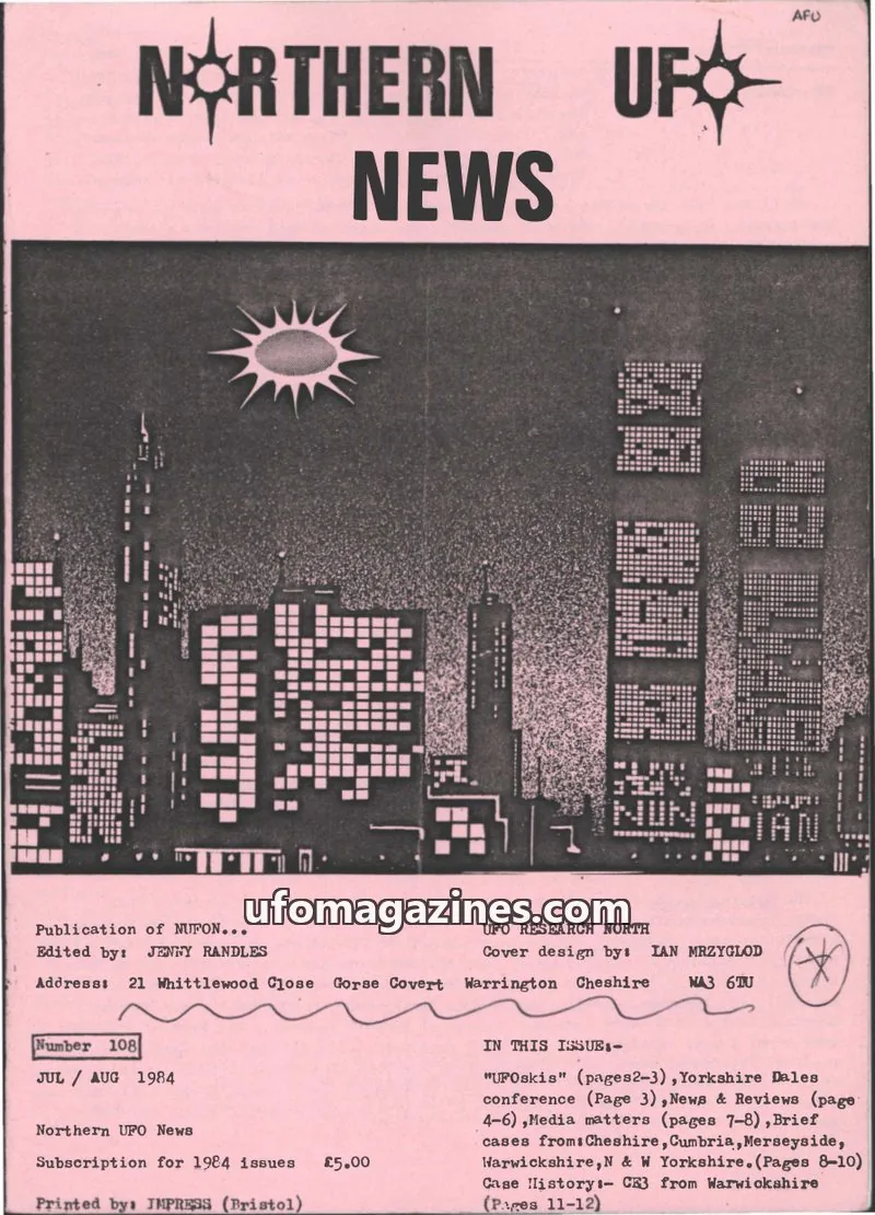 Cover of NUFON issue 108: NORTHERN UFO NEWS