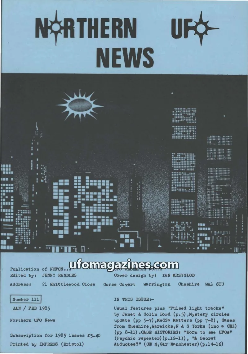 Cover of NUFON issue 111: NORTHERN UFO NEWS