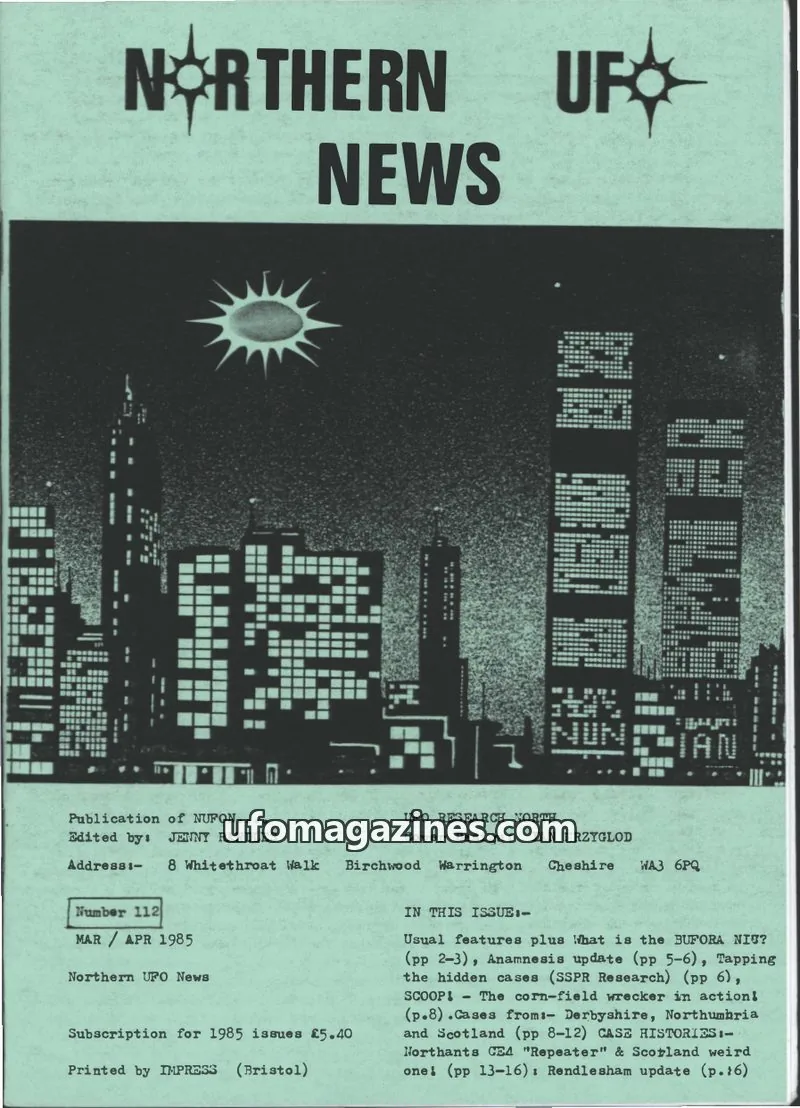 Cover of NUFON issue 112: NORTHERN UFO NEWS