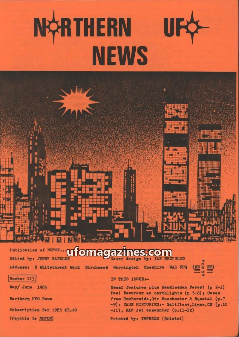 Cover of NUFON issue 113: NORTHERN UFO NEWS