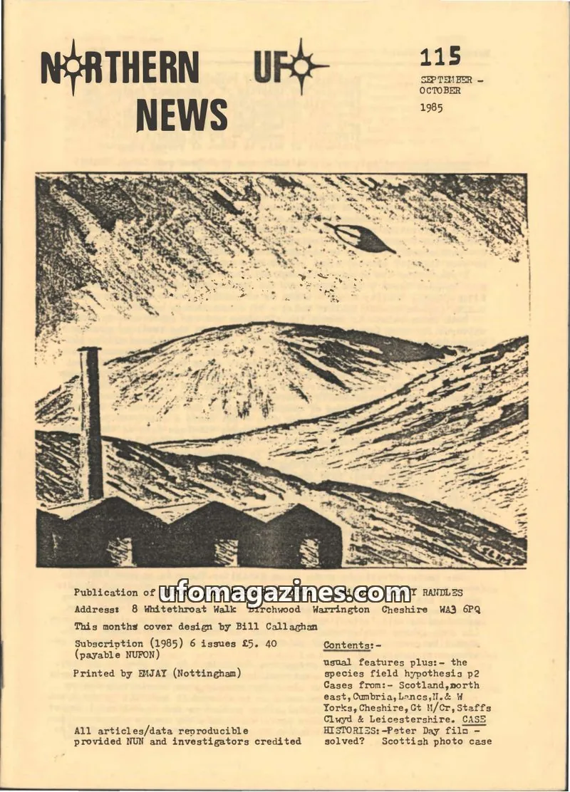 Cover of Northern UFO News (Jenny Randles) issue 115: NORTHERN UFO NEWS