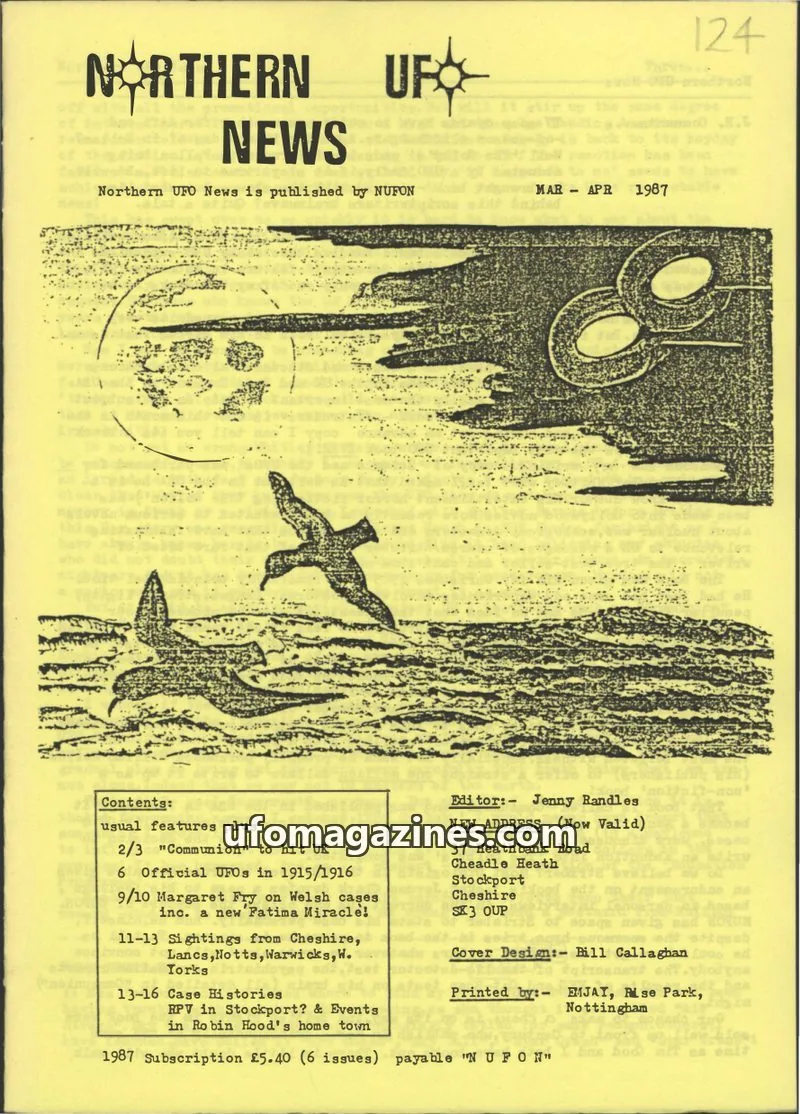 Cover of NUFON issue 124: NORTHERN UFO NEWS
