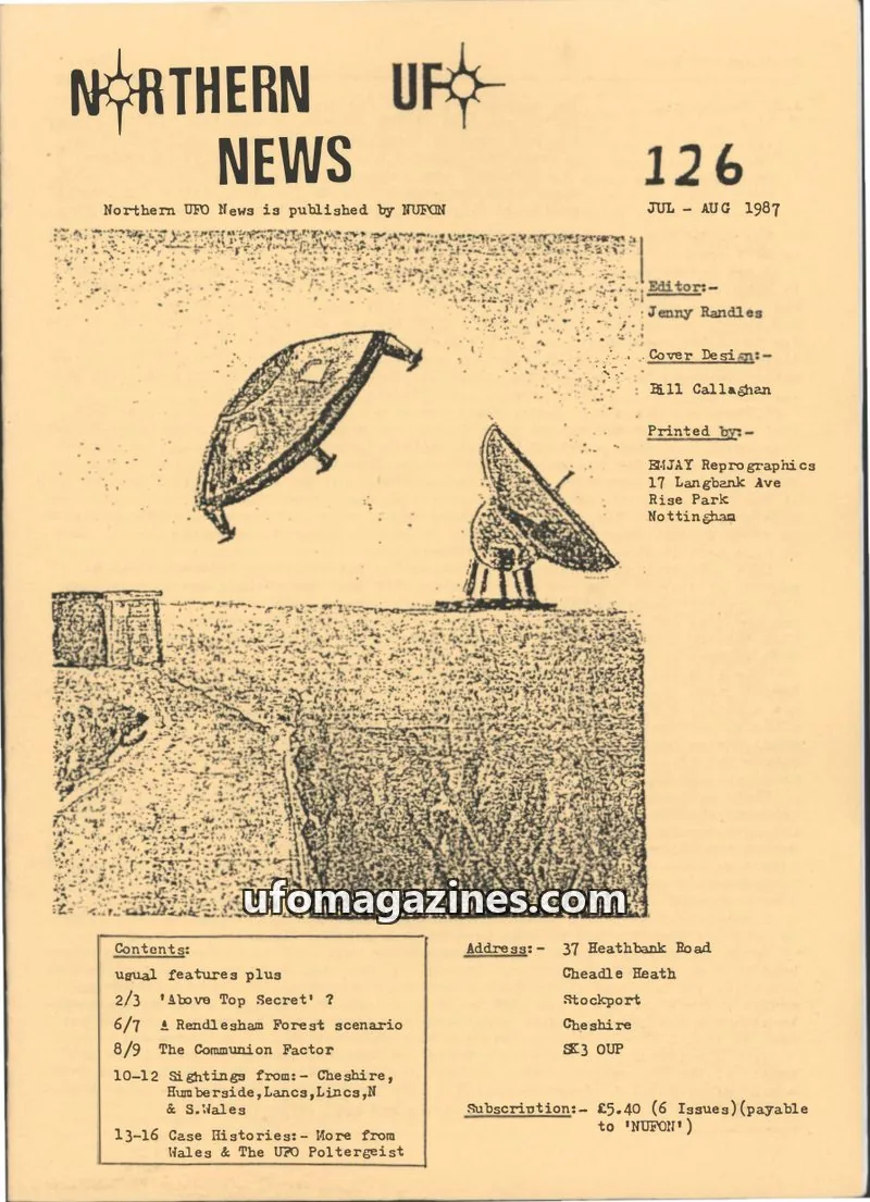 Cover of NUFON issue 126: NORTHERN UFO NEWS