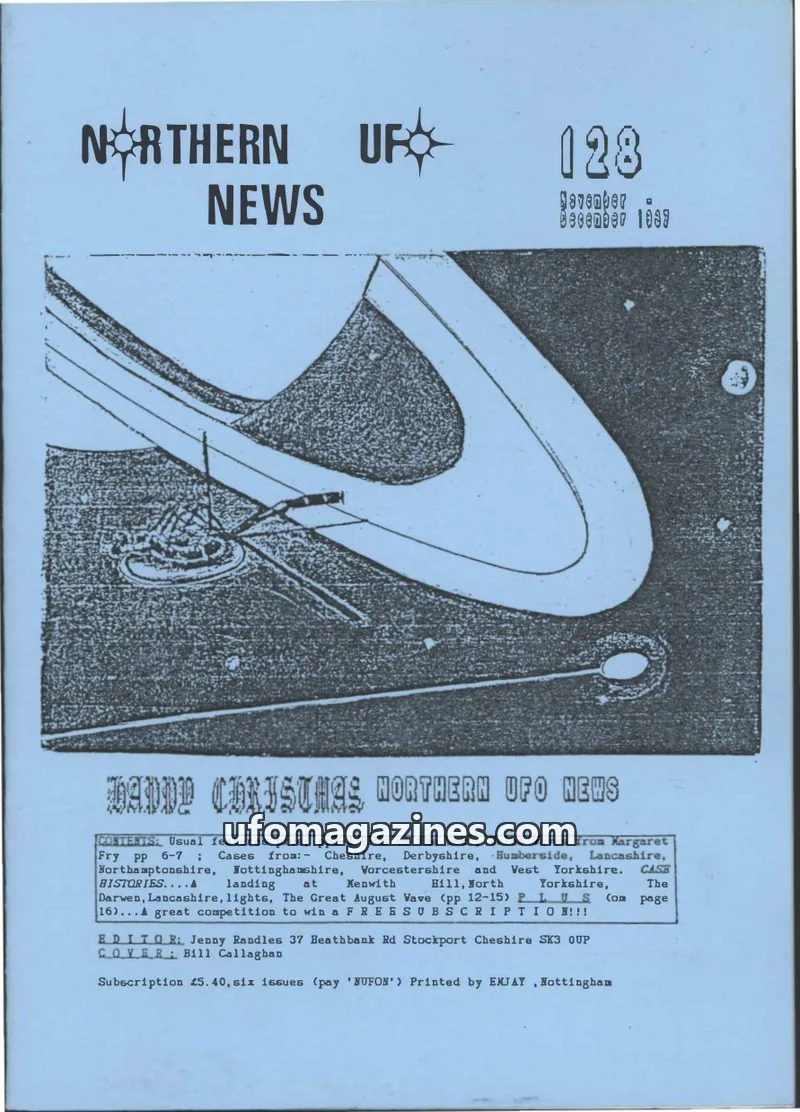 Cover of Northern UFO News (Jenny Randles) issue 128: NORTHERN UFO NEWS