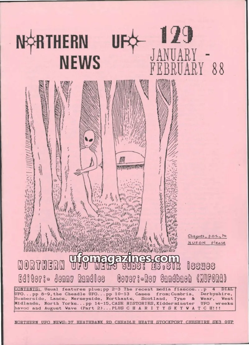 Cover of Northern UFO News (Jenny Randles) issue 129: NORTHERN UFO NEWS