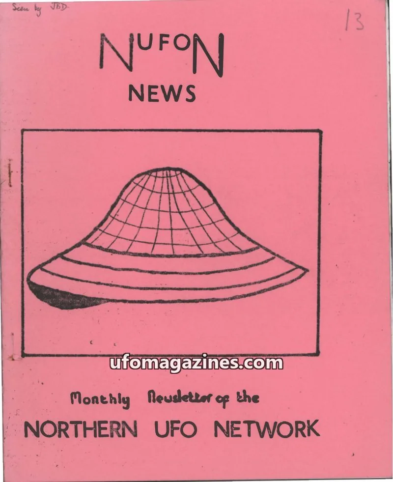 Cover of NORTHERN UFO NETWORK issue 13: NUFON NEWS