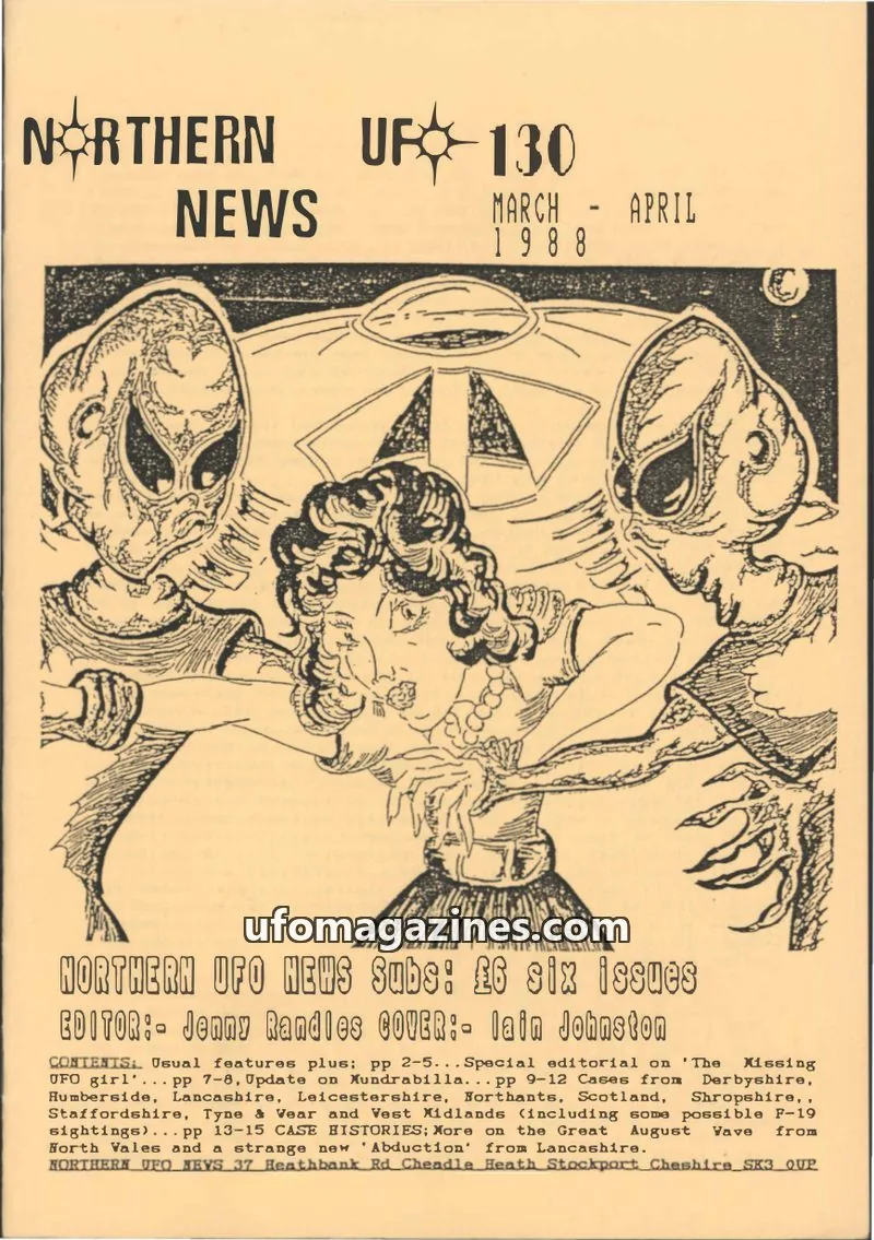 Cover of Northern UFO News (Jenny Randles) issue 37: NORTHERN UFO NEWS