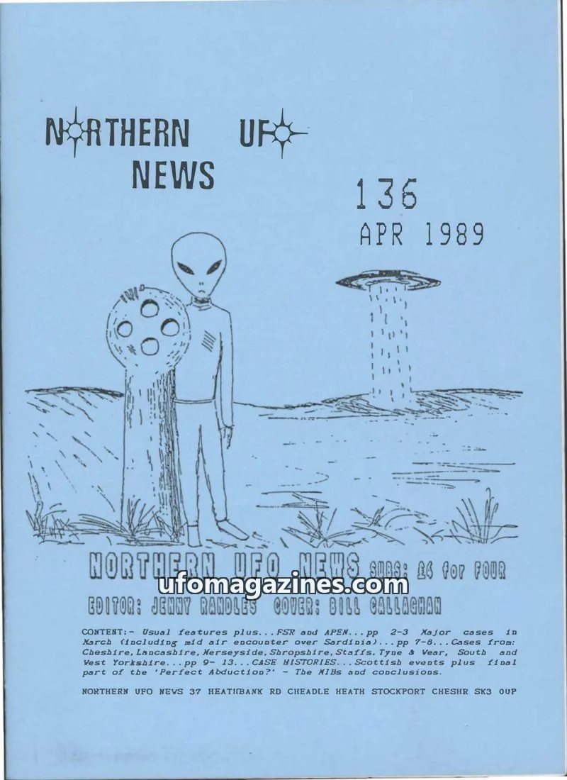 Cover of Northern UFO News (Jenny Randles) issue 136: NORTHERN UFO NEWS