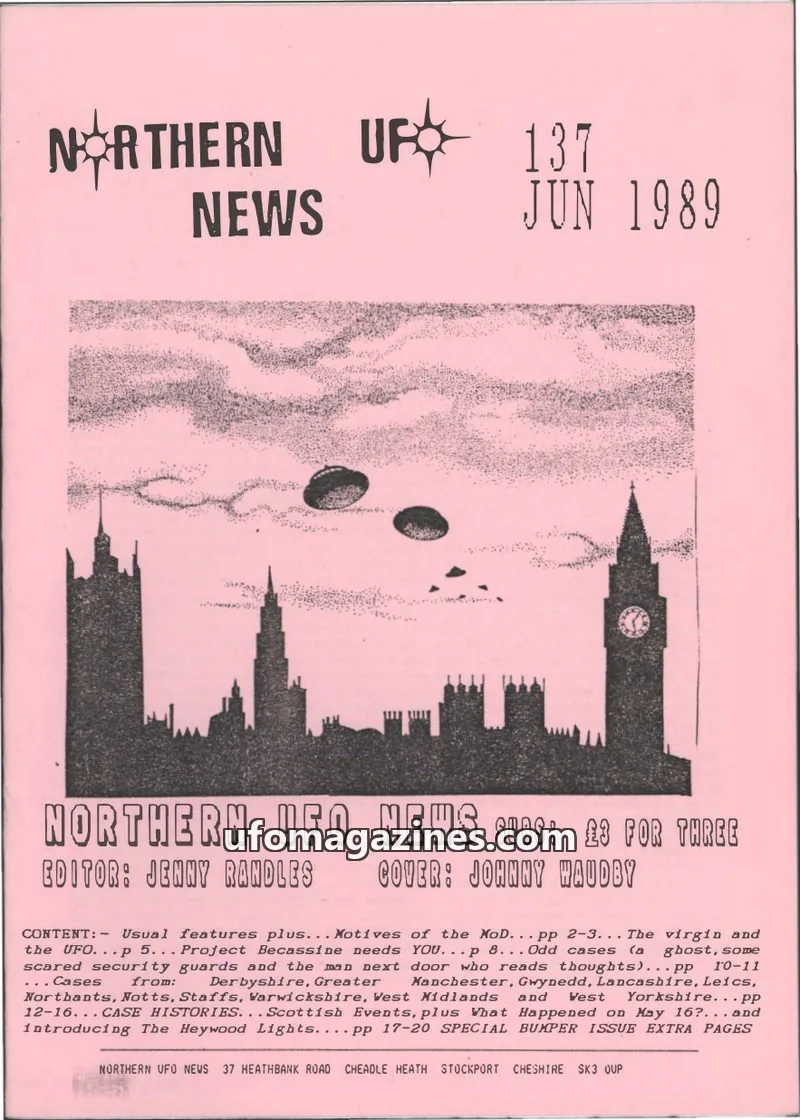 Cover of Northern UFO News (Jenny Randles) issue 137: NORTHERN UFO NEWS