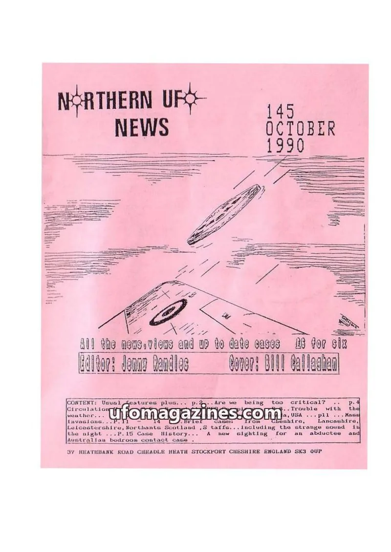 Cover of Northern UFO News (Jenny Randles) issue 145: NORTHERN UFO NEWS