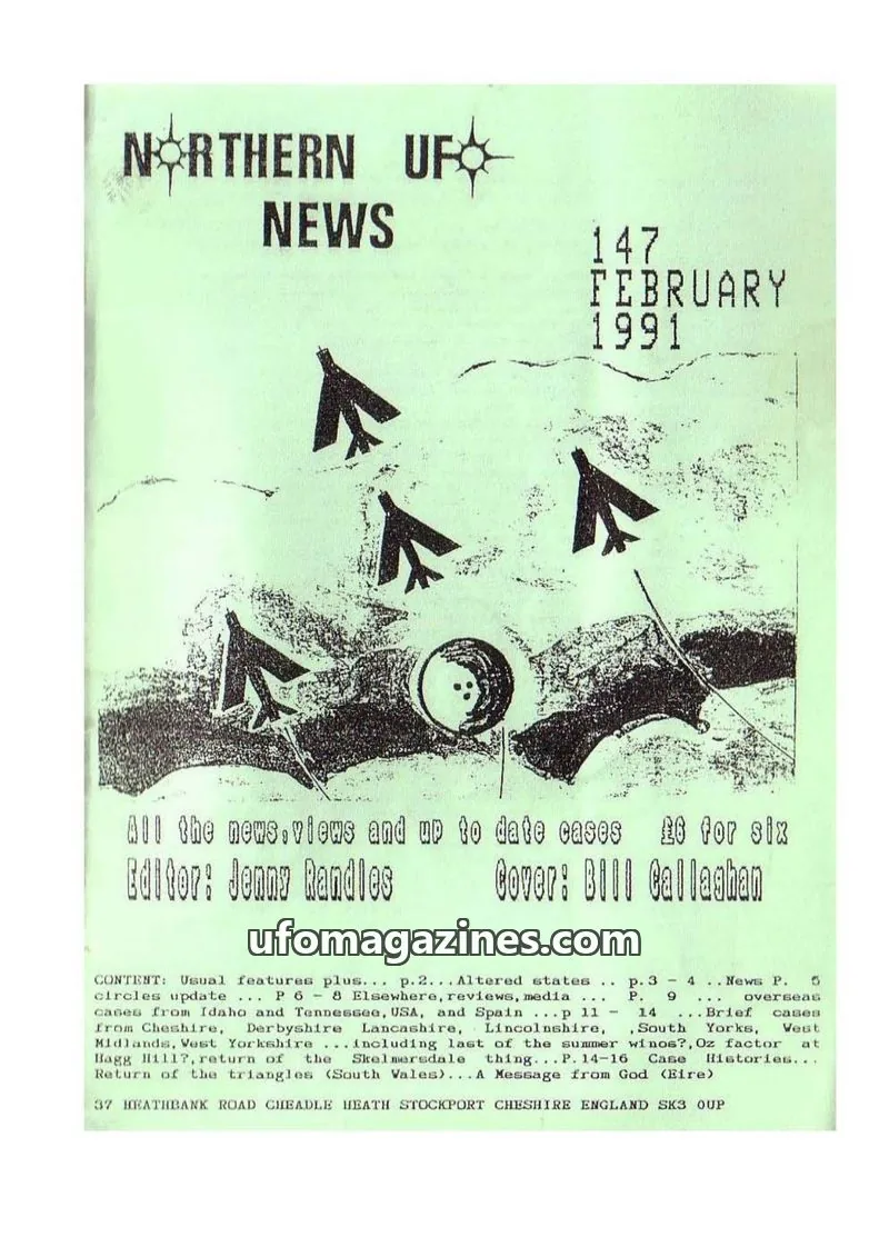 Cover of Northern UFO News (Jenny Randles) issue 147: NORTHERN UFO NEWS