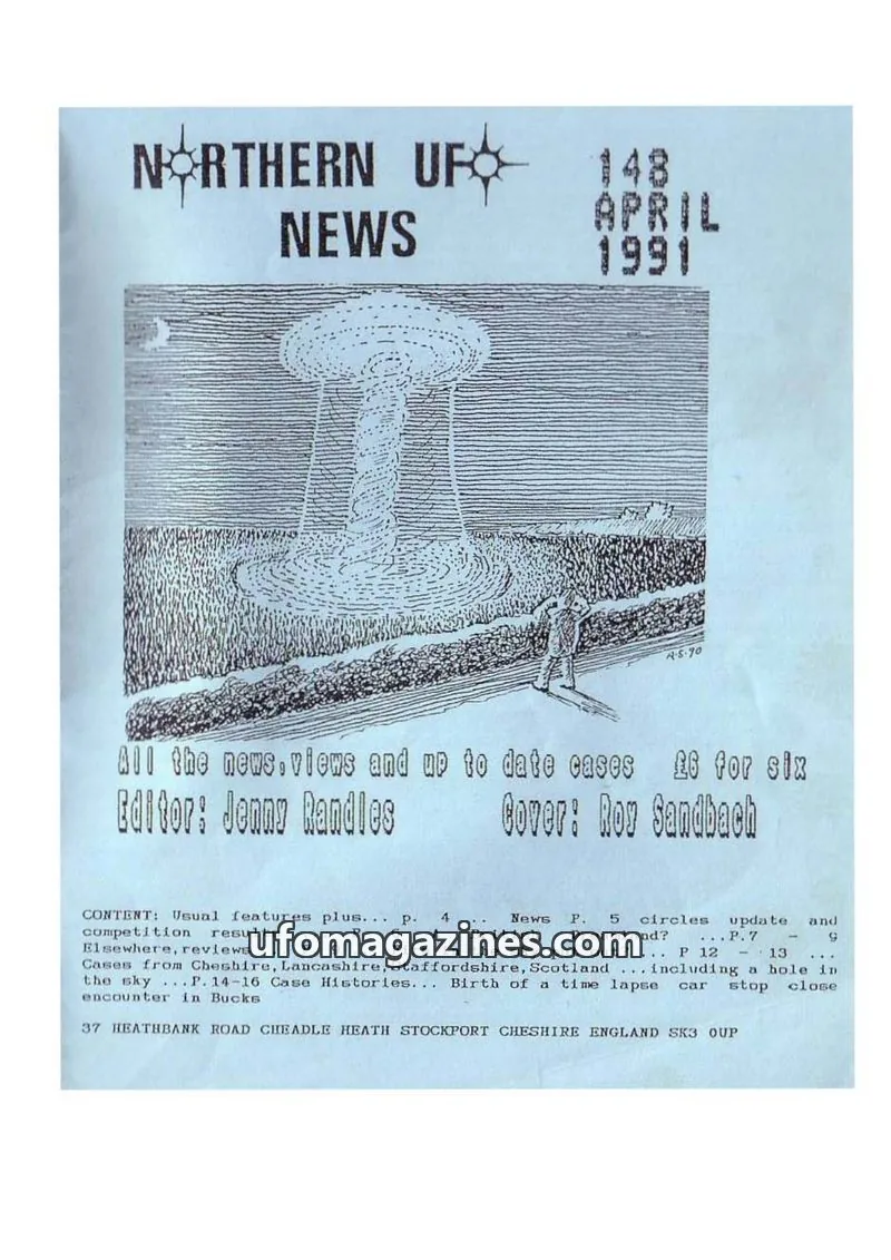 Cover of Northern UFO News (Jenny Randles) issue 148: NORTHERN UFO NEWS