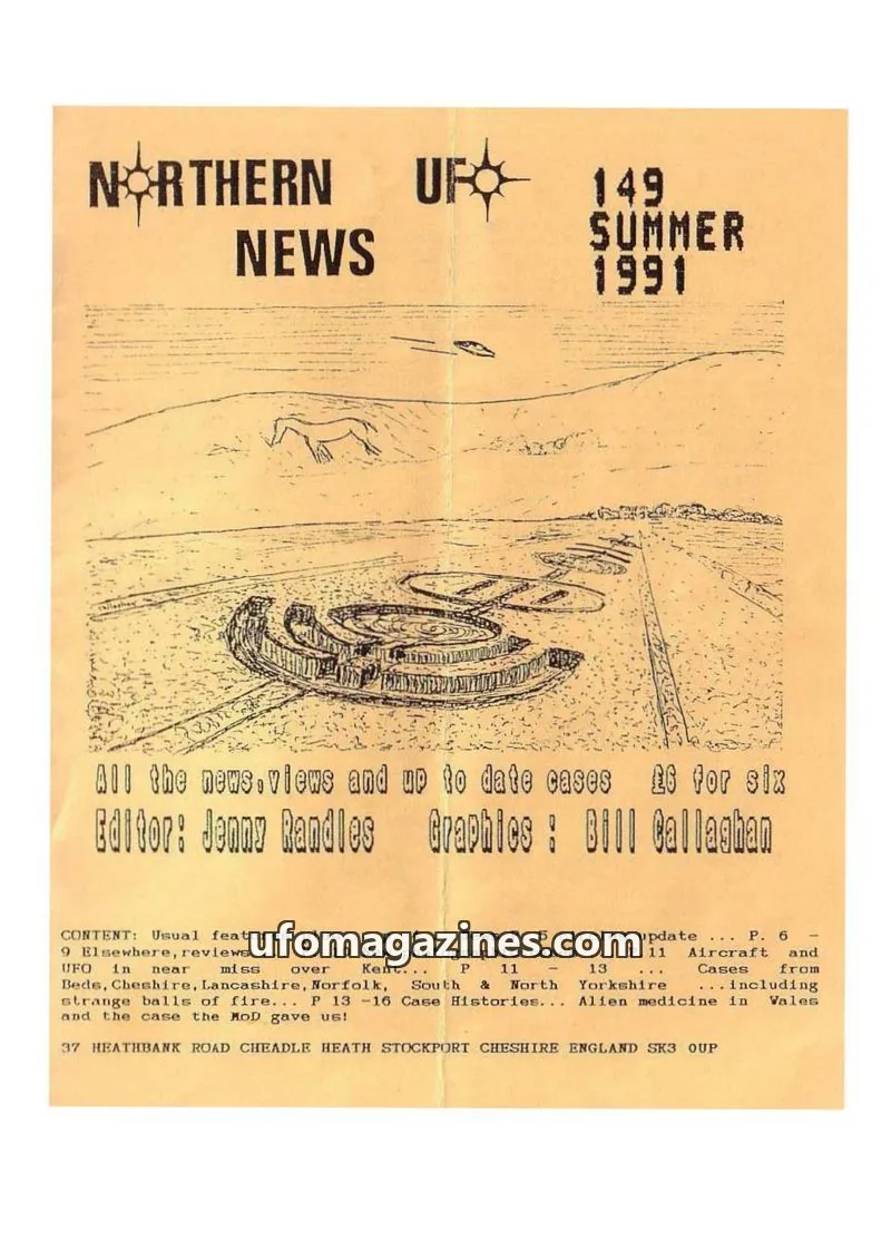 Cover of Northern UFO News (Jenny Randles) issue 149: NORTHERN UFO NEWS