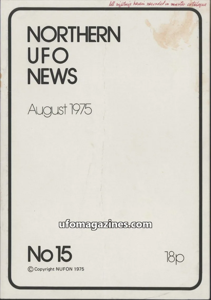 Cover of NUFON issue No 15: NORTHERN UFO NEWS