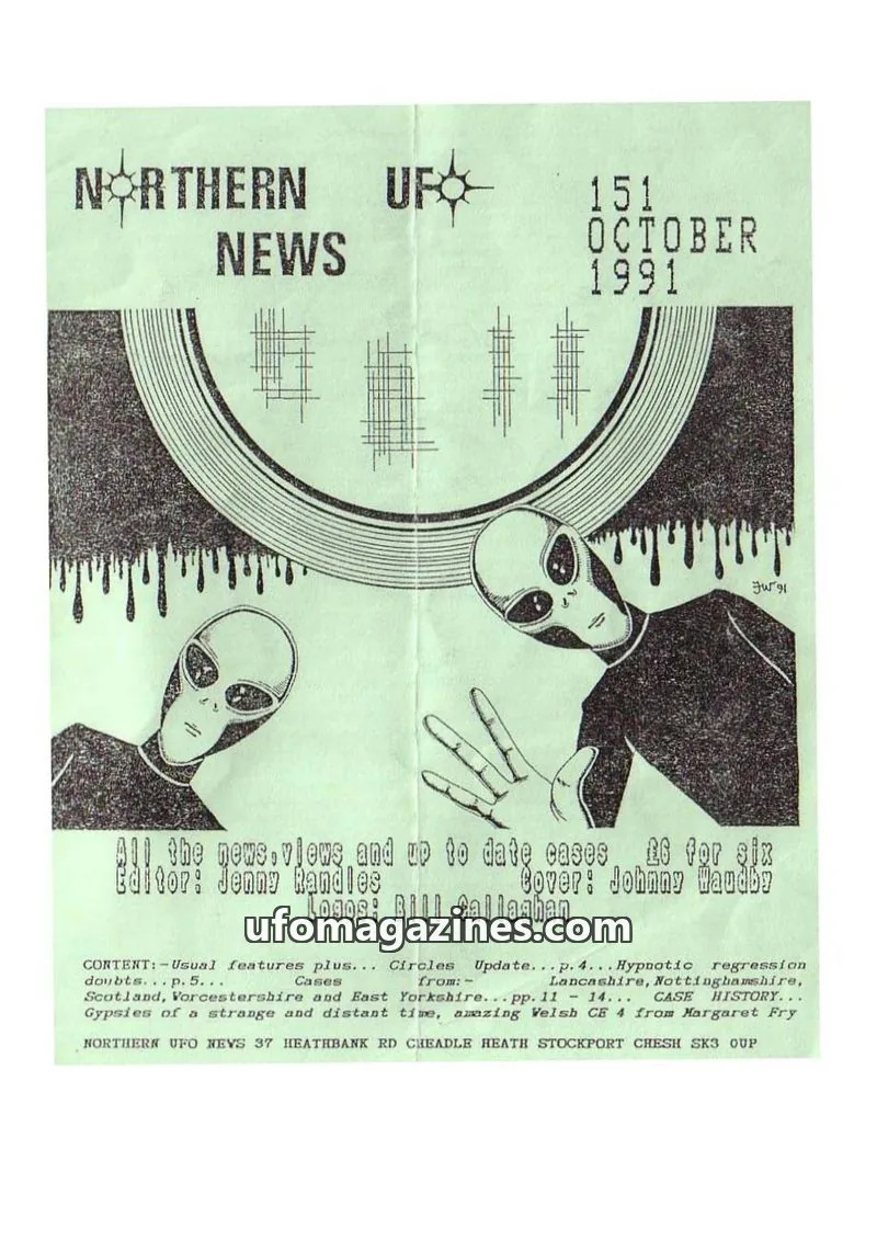 Cover of Northern UFO News (Jenny Randles) issue 151: NORTHERN UFO NEWS
