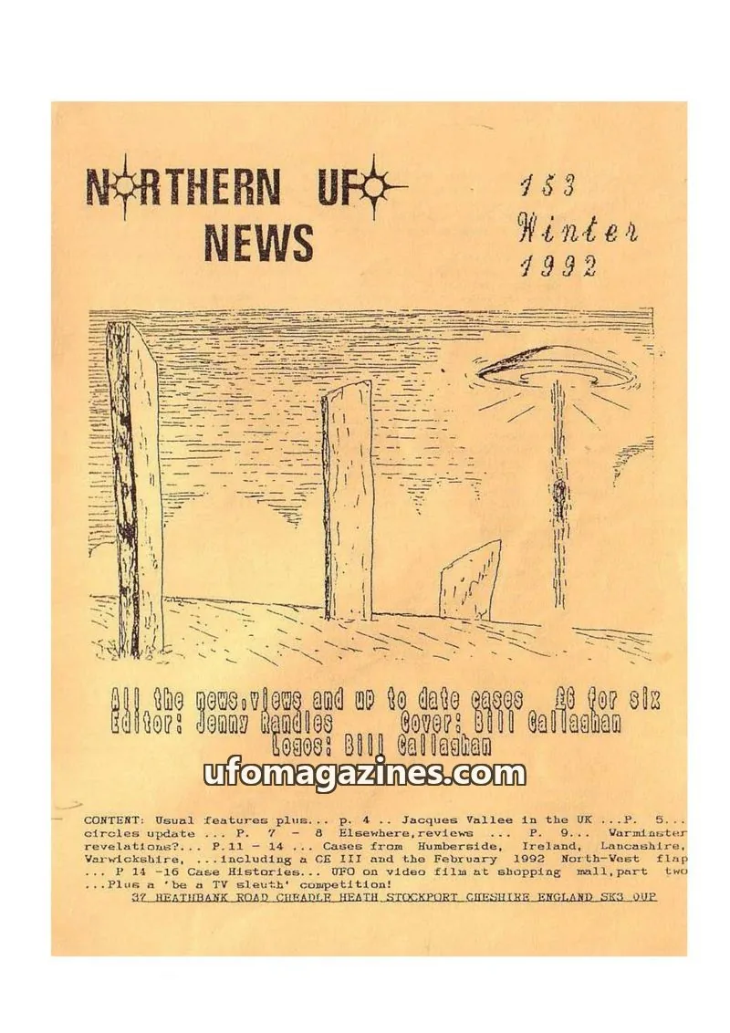 Cover of Northern UFO News (Jenny Randles) issue 153: NORTHERN UFO NEWS