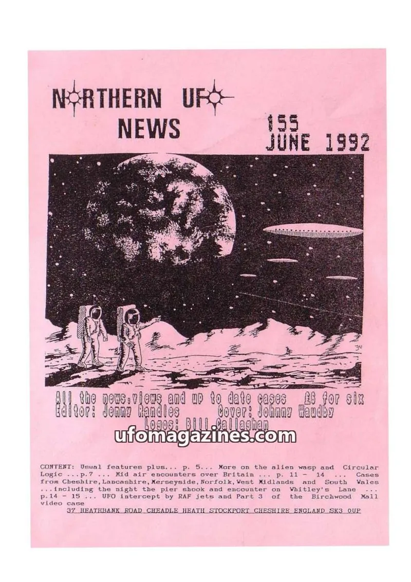 Cover of Northern UFO News (Jenny Randles) issue 155: NORTHERN UFO NEWS