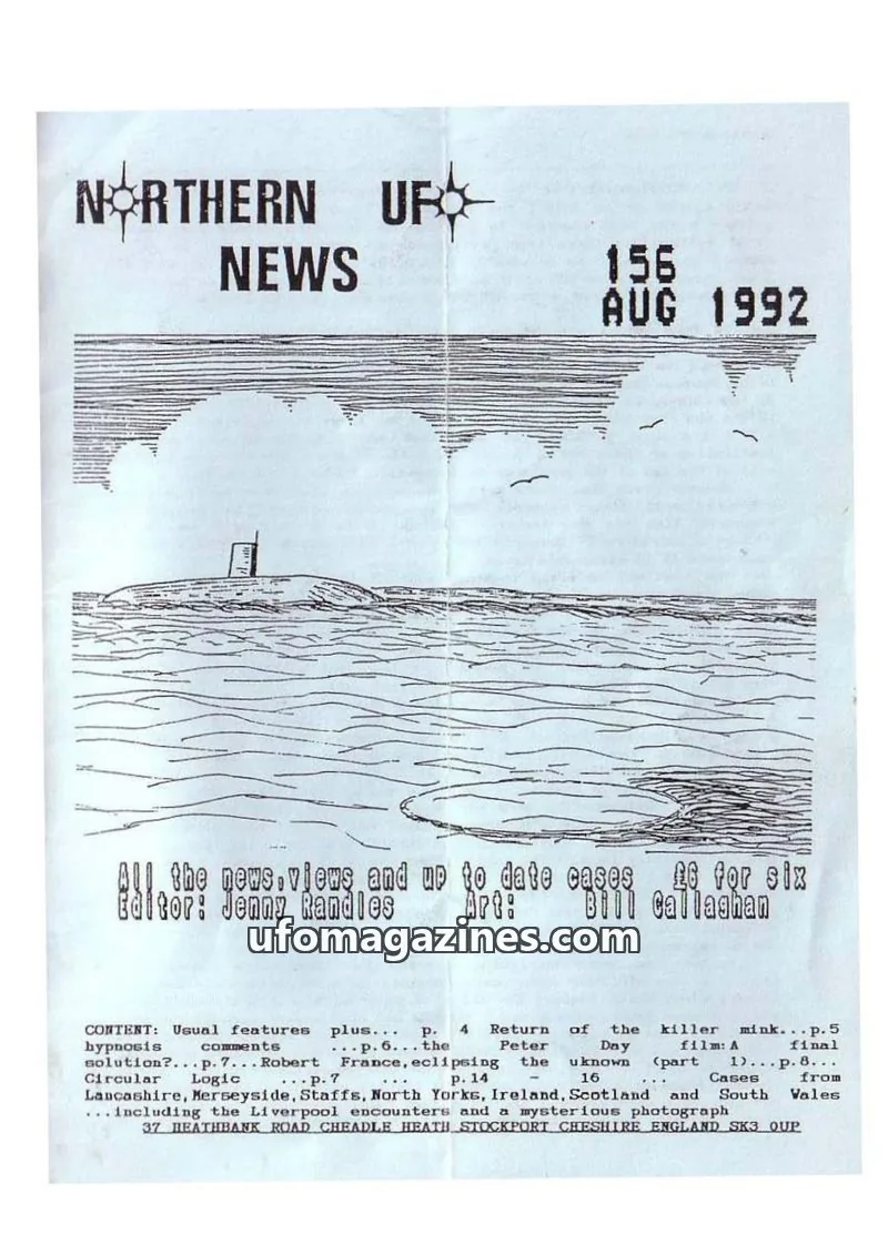 Cover of Northern UFO News (Jenny Randles) issue 156: NORTHERN UFO NEWS