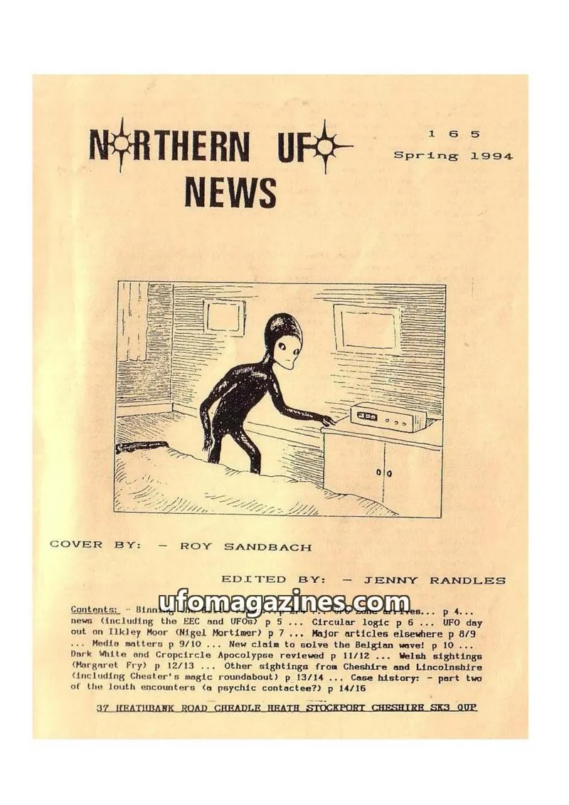 Cover of Northern UFO News (Jenny Randles) issue 165: NORTHERN UFO NEWS