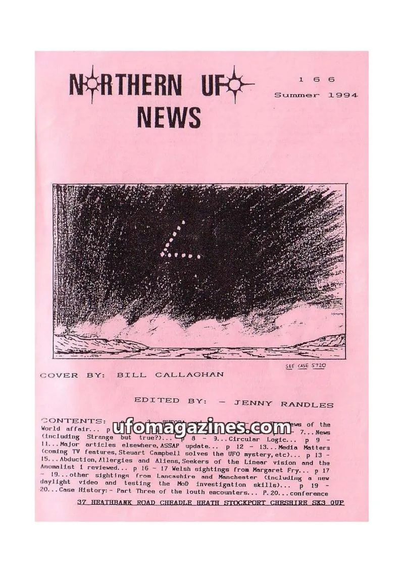 Cover of Northern UFO News (Jenny Randles) issue 166: NORTHERN UFO NEWS