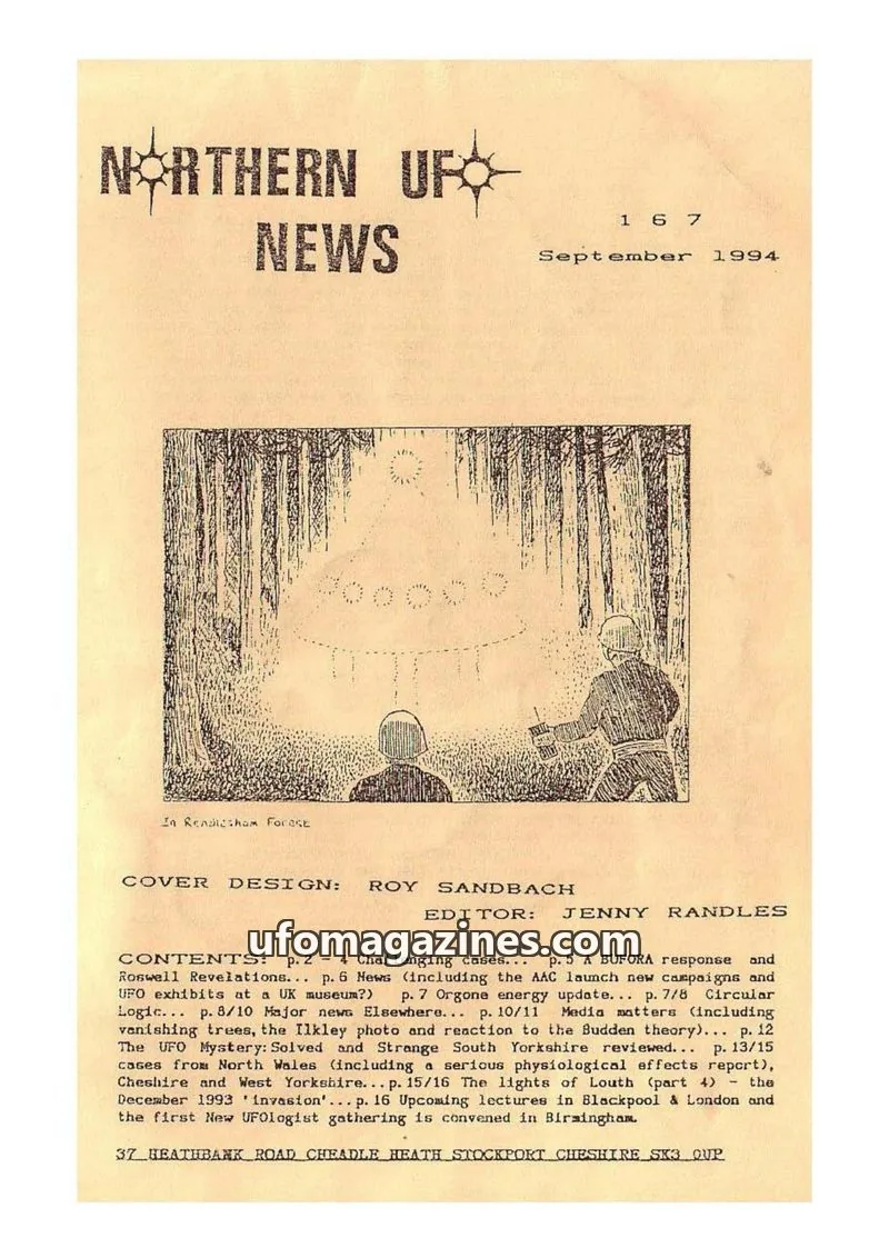 Cover of Northern UFO News (Jenny Randles) issue 167: NORTHERN UFO NEWS