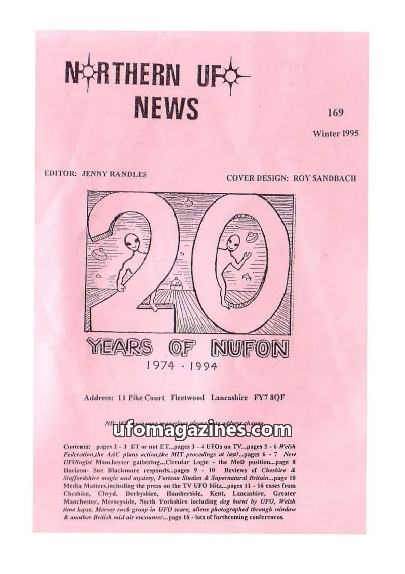 Cover of Northern UFO News (Jenny Randles) issue 169: NORTHERN UFO NEWS