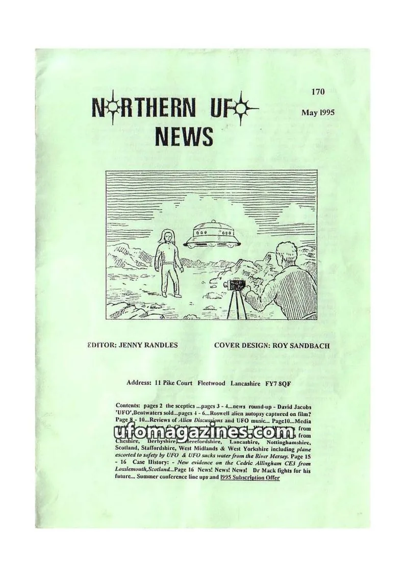Cover of Northern UFO News (Jenny Randles) issue 170: NORTHERN UFO NEWS