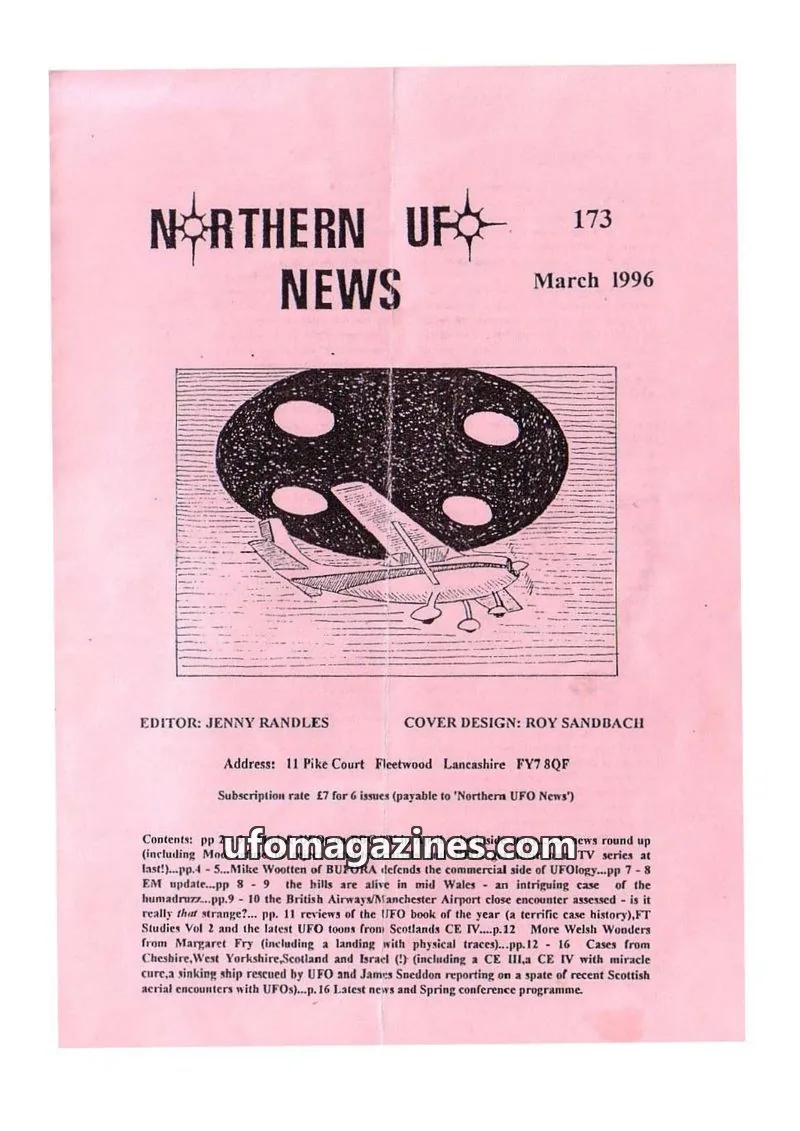 Cover of Northern UFO News (Jenny Randles) issue 173: NORTHERN UFO NEWS