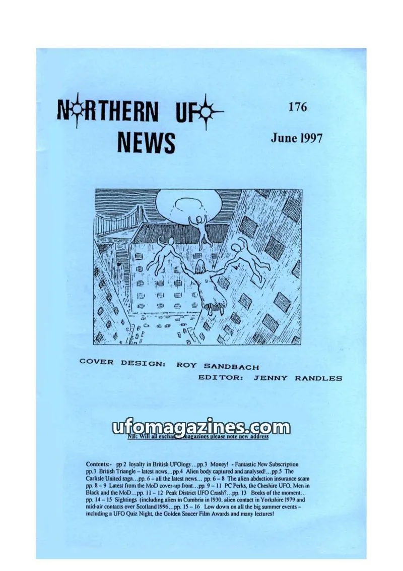 Cover of Northern UFO News (Jenny Randles) issue 176: NORTHERN UFO NEWS