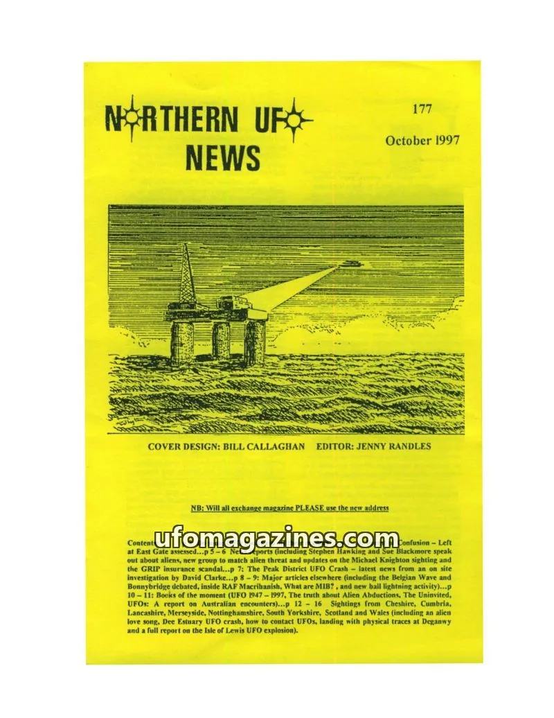 Cover of Northern UFO News (Jenny Randles) issue 177: NORTHERN UFO NEWS