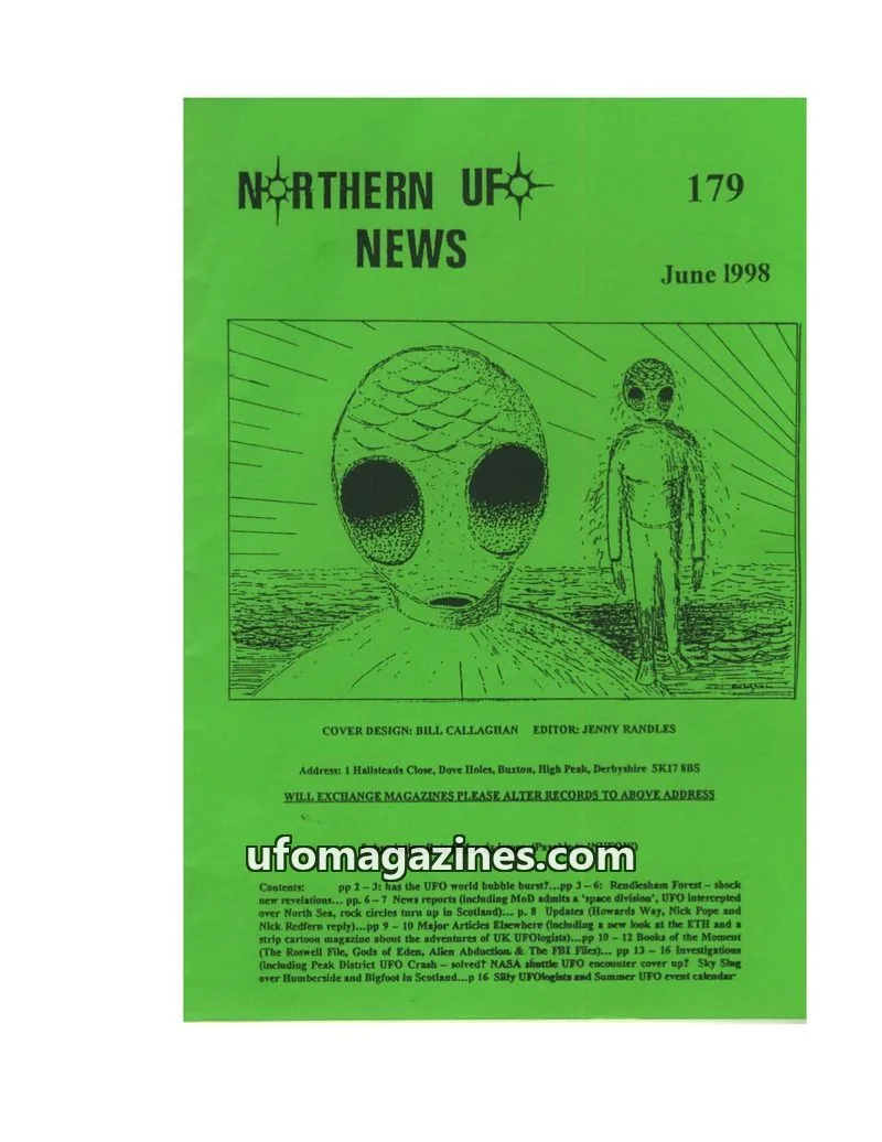 Cover of Northern UFO News (Jenny Randles) issue 179: NORTHERN UFO NEWS