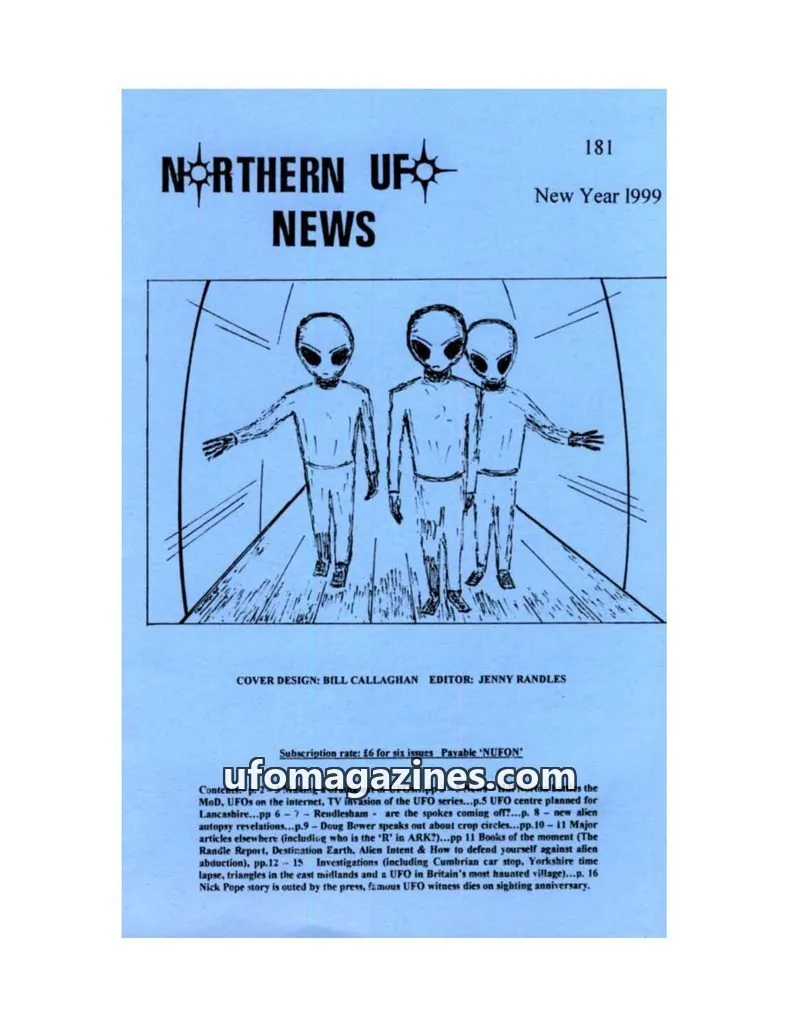 Cover of NUFON issue 181: NORTHERN UFO NEWS