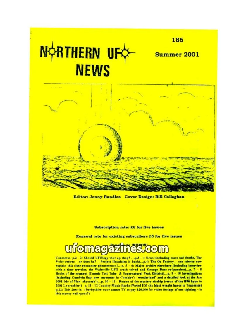Cover of NUFON issue 186: NORTHERN UFO NEWS