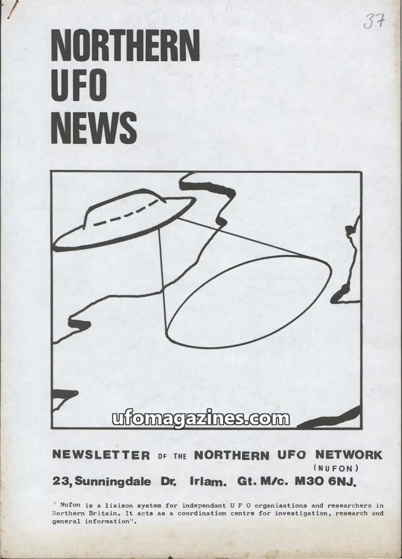 Cover of NORTHERN UFO NETWORK (NUFON) issue 37: NORTHERN UFO NEWS