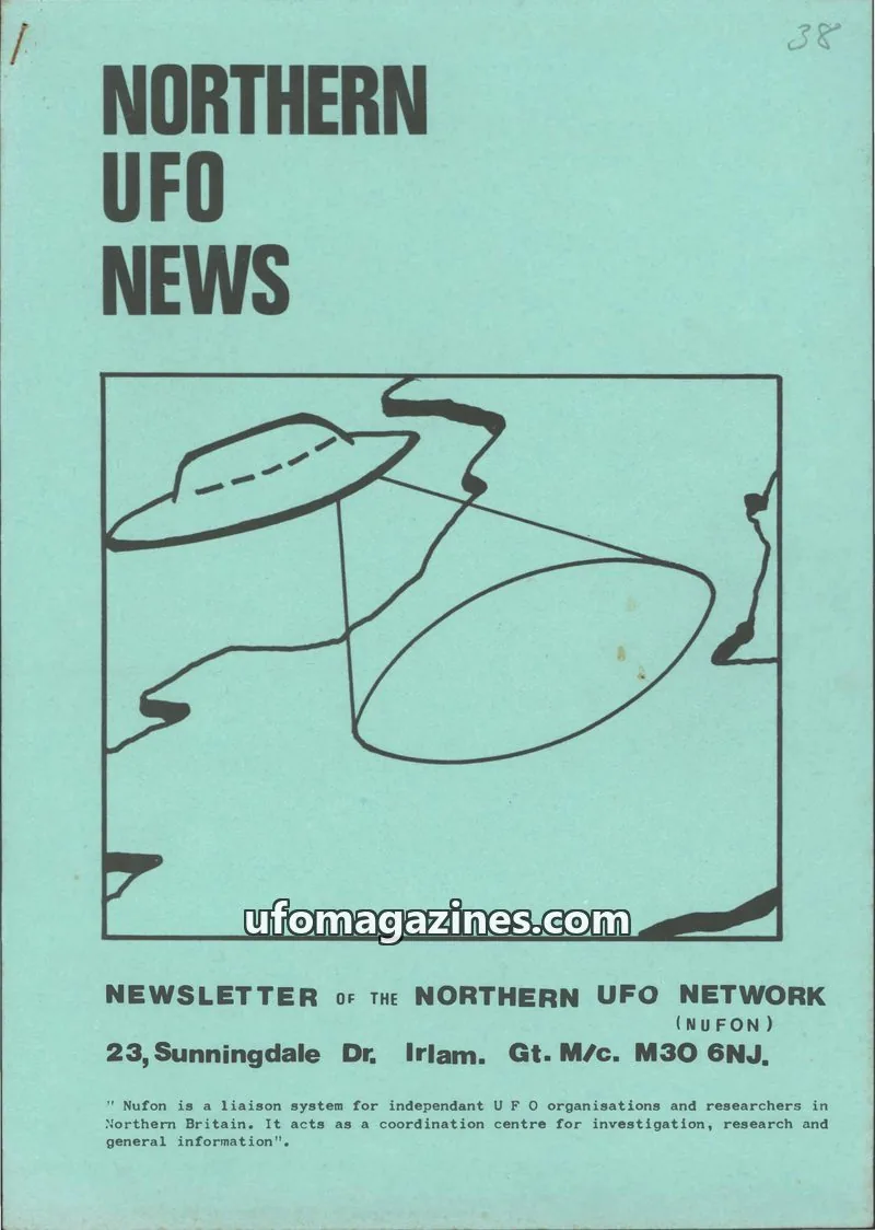 Cover of NORTHERN UFO NETWORK (NUFON) issue 38: NORTHERN UFO NEWS