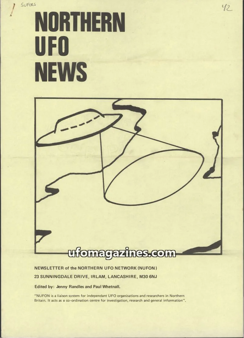 Cover of NORTHERN UFO NETWORK (NUFON) issue 42: NORTHERN UFO NEWS