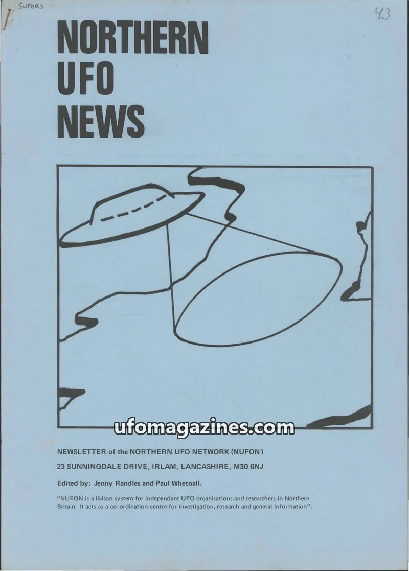 Cover of NORTHERN UFO NETWORK (NUFON) issue 43: NORTHERN UFO NEWS